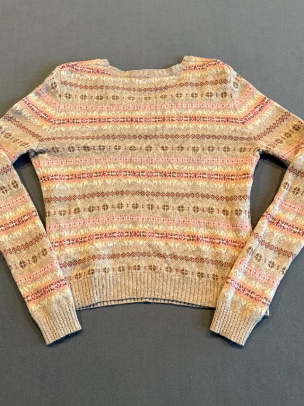 American Eagle Women’s XL Fair Isle Angora Wool Cashmere Sweater Y2K - Picture 2 of 8